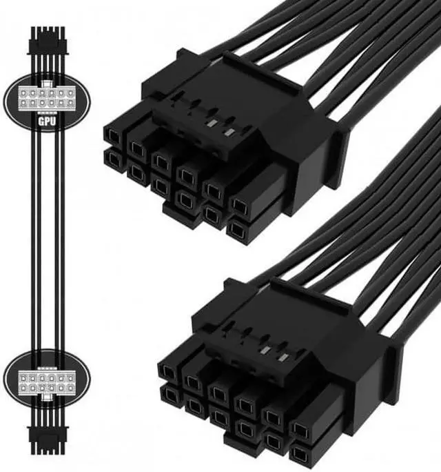 Alt view image 4 of 7 - Aomoproing 12VHPWR ATX3.0 PCI-E 5.0 Power Modular Cable 16Pin to 16Pin for 3080 3090TI PSU 12+4Pin Graphics Card