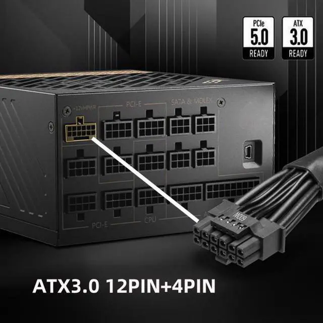 Alt view image 4 of 6 - Aomoproing 12VHPWR ATX3.0 PCI-E 5.0 Power Modular Cable to Dual ATX 8Pin for 3080 3090TI PSU 16Pin 12+4P Graphics Card