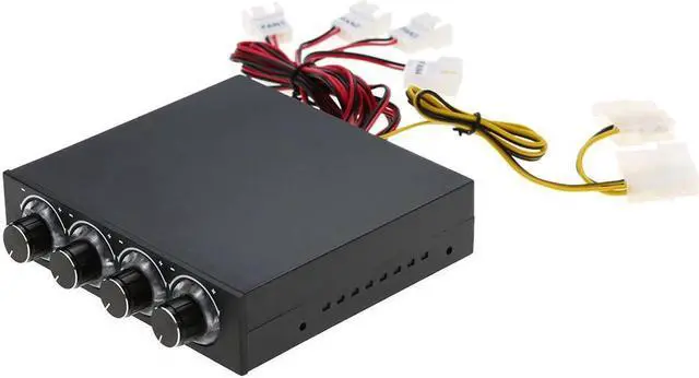 Alt view image 7 of 7 - EC2WORLD 3.5" PC CPU HDD 4 Channel Fan Controller Speed Control Adjuster LED Cooling Front Panel