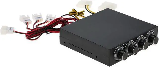 Alt view image 2 of 7 - EC2WORLD 3.5" PC CPU HDD 4 Channel Fan Controller Speed Control Adjuster LED Cooling Front Panel