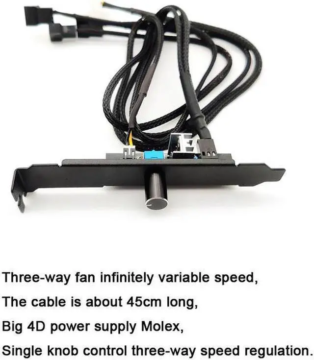 Alt view image 6 of 6 - PCI Slot Fan Speed Controller 3 Fans by 1 Knobs w/ On OFF Switch- Power by Molex 4pin(12V Only)-45cm Cable 0-100% Stepless Speed Adjust