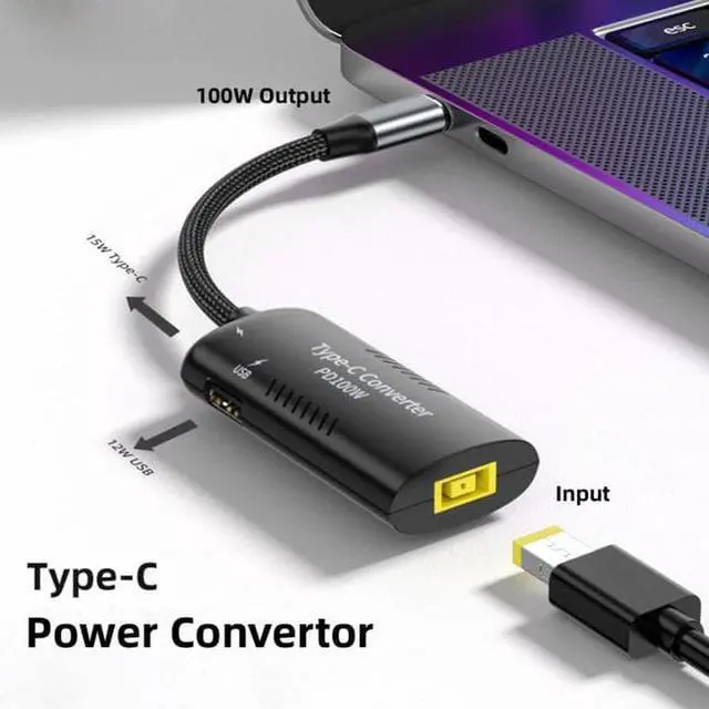 Alt view image 4 of 7 - Aomoproing Rectangle Power Thinpad X1 Input to 100W Dual Type C USB-C and Type-A Output PD Emulator Trigger Charge Cable