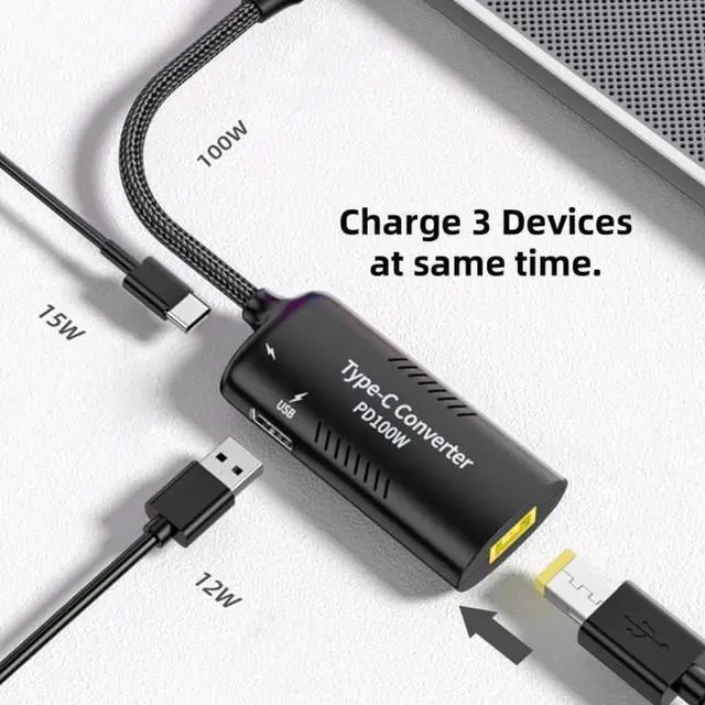 Alt view image 7 of 7 - Aomoproing Rectangle Power Thinpad X1 Input to 100W Dual Type C USB-C and Type-A Output PD Emulator Trigger Charge Cable