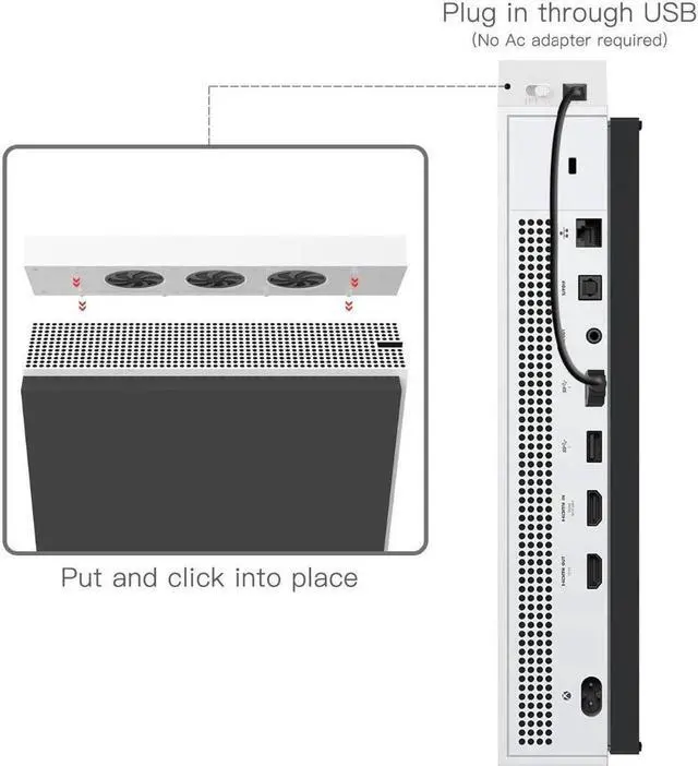 Alt view image 2 of 7 - DOBE Game Console Cooling Fans with Dual USB Ports & Low/High Speed Switch for XBOX One S Console