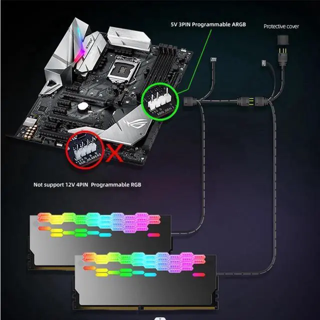 Alt view image 5 of 7 - COOLMOON Memory Heatsink Heat Sink Memory Cooling Vest Heat Sink Aura Sync ARGB Flashing Heat Sink for PC Desktop PC (White)