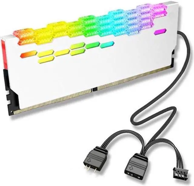 Main image of COOLMOON Memory Heatsink Heat Sink Memory Cooling Vest Heat Sink Aura Sync ARGB Flashing Heat Sink for PC Desktop PC (White)