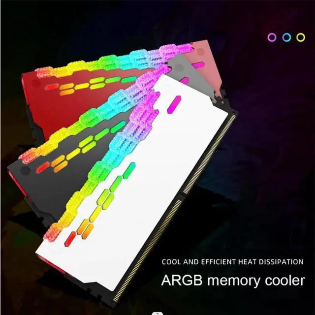 Alt view image 2 of 7 - COOLMOON Memory Heatsink Heat Sink Memory Cooling Vest Heat Sink Aura Sync ARGB Flashing Heat Sink for PC Desktop PC (White)