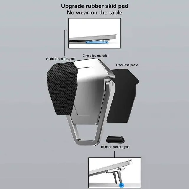 Alt view image 4 of 7 - 2 Pack Laptop Computer Metal Stealth Bracket, Ergonomic Laptops Elevator for Desk, Flat Support Frame Notebook Raised Cooling Bracket