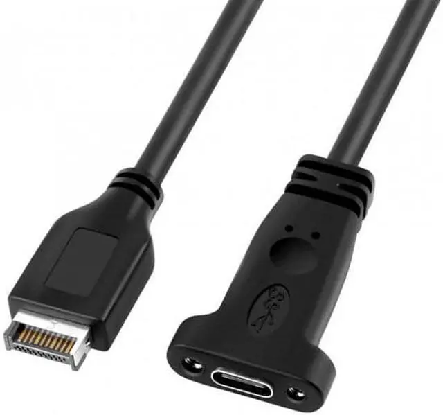 Alt view image 5 of 6 - Aomoproing UC-037 USB 3.1 Front Panel Header to USB-C Type-C Female Extension Cable 40cm with Panel Mount Screw