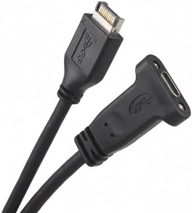 Alt view image 4 of 6 - Aomoproing UC-037 USB 3.1 Front Panel Header to USB-C Type-C Female Extension Cable 40cm with Panel Mount Screw