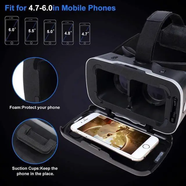 Alt view image 5 of 7 - Virtual Reality Headset - VR SHINECON 3D Glasses for Movies, Video, Games - VirtuReality Glasses VR Goggles for iPhone, Android and Other Phones Within 4.7-6.2 inch