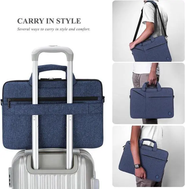 Alt view image 3 of 7 - 13 - 14 inch Waterproof Laptop Shoulder Messenger Bag Case Sleeve for 13 Inch 14 Inch Laptop Macbook Pro Case Laptop Briefcase,Blue