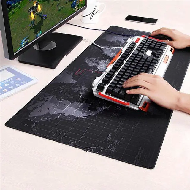Alt view image 7 of 7 - 800*300*2mm World Map Speed Keyboard Mouse Pad Mat Computer Gaming Mousepad Locking Edge Table Mat- Non-slip Rubber Base for PC Computer Laptop