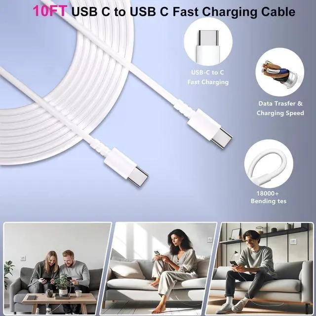 Alt view image 6 of 7 - iPhone 15 Pro Max Charger 30W USB C iPhone 15 Charger Block Fast Charging with 10FT Long Type C Cord Cable for iPhone 15/15 Pro/15 Pro Max/15 Plus, iPad Pro/Mini/Air, Samsung S24/S23/ Ultra-3 Pack