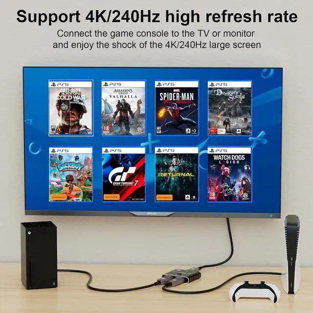 Alt view image 6 of 7 - 2 Port DisplayPort Switch, 16K@60Hz DP Switch Bi-Direction 8K@120Hz 4K@240Hz Displayport Splitter Converter for Multiple Source and displays 16K DP Video Converter