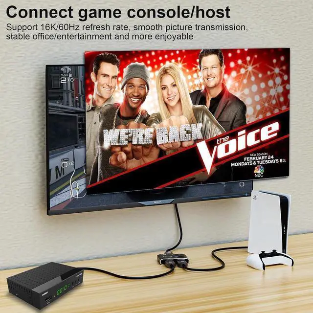 Alt view image 4 of 7 - 2 Port DisplayPort Switch, 16K@60Hz DP Switch Bi-Direction 8K@120Hz 4K@240Hz Displayport Splitter Converter for Multiple Source and displays 16K DP Video Converter