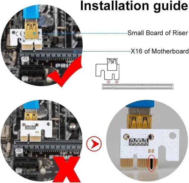 Alt view image 5 of 6 - 010 PCI-E Riser Card 010S 010X 009S 60CM USB 3.0 Cable PCI Express 1X to 16X Extender PCIe Adapter for GPU Graphics Card