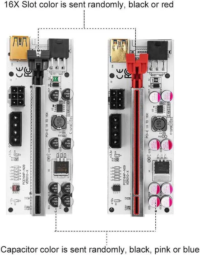 Alt view image 2 of 6 - 010 PCI-E Riser Card 010S 010X 009S 60CM USB 3.0 Cable PCI Express 1X to 16X Extender PCIe Adapter for GPU Graphics Card