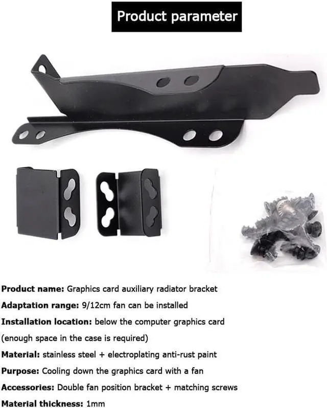 Alt view image 2 of 6 - Dual Fans Mount Rack Cooling Heatsink PCI Slot Bracket support 90MM/120MM Fan For Graphics Video Car Mount Cooling Fan Bracket