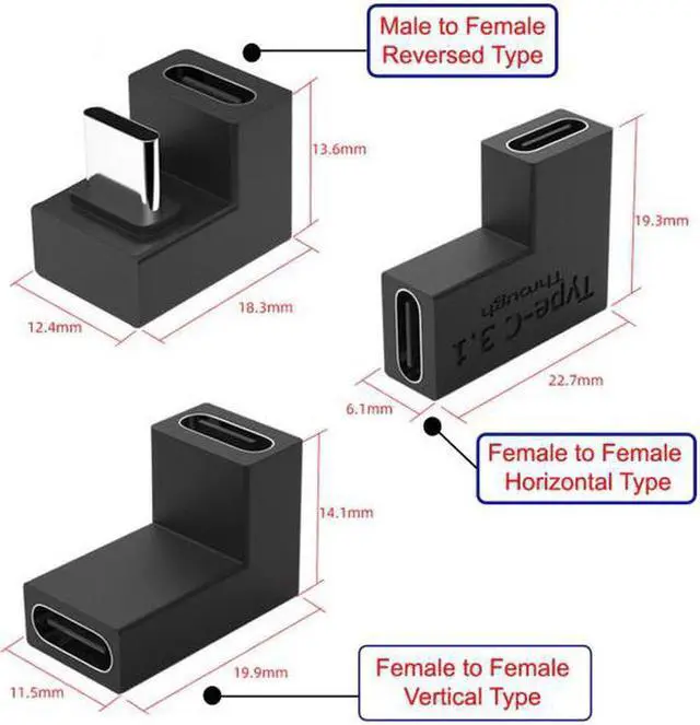 Alt view image 3 of 7 - Aomoproing 3pcs/lot USB 3.1 Type C Male Female to USB-C Female Power Data 10Gbps Adapter for NS SwitchPhone