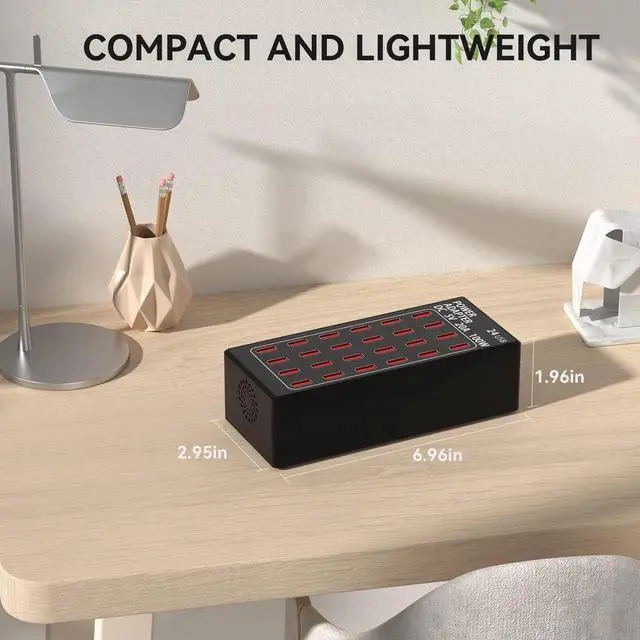 Alt view image 6 of 7 - USB Charging Station, 24 Port 100W (20A) Multiport USB Charger Station with Intelligent Detection for Smartphones,Tablets and More, Suitable for School Hotel Mall Shop Travel