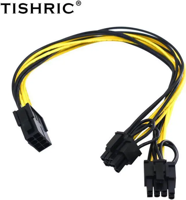 Alt view image 4 of 6 - 8 Pin PCI Express to Dual PCIE 6+2 Pin Power Cable Motherboard Graphics Card PCI-E Riser GPU Power Data Cable 20cm