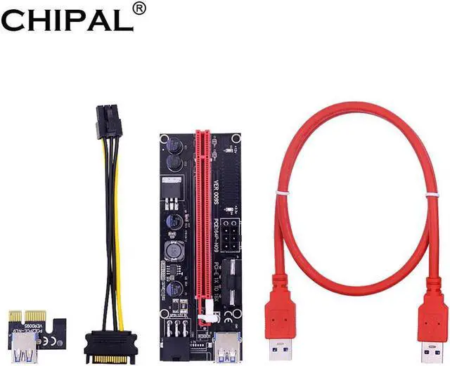 Main image of Dual LED VER009S PCI-E Riser Card PCI Express 1X to 16X Adapter 60CM USB 3.0 Cable 6Pin Power for Graphics Card