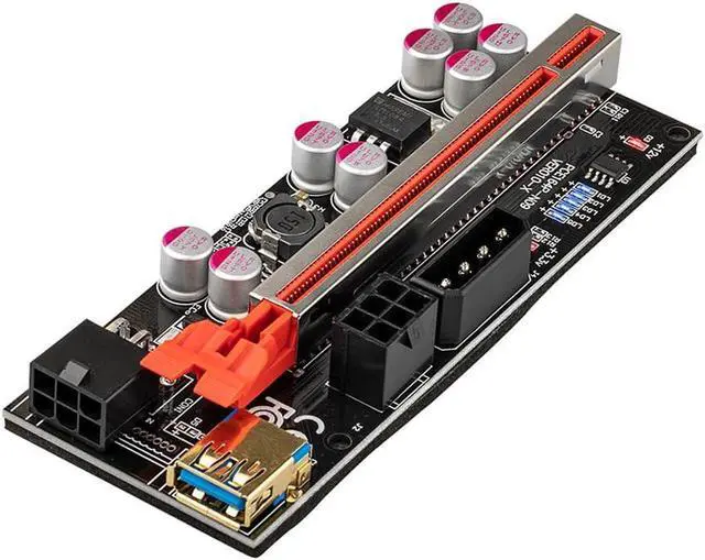 Alt view image 5 of 6 - VER010 PCI-E Riser PCI Express 1X to 16X Extender PCIe Adapter with USB3.0 SATA 6pin to 15pin for GPU Graphics Card Mining