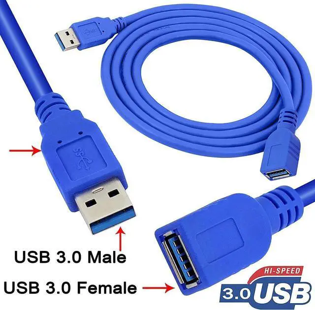 Alt view image 4 of 7 - USB 3.0 Extension Cable 3-Pack ,USB 3.0 High Speed Extender Cord Type A Male to A Female Extension Cable for Laptops/PC/Keyboard/Card Reader/Printer - Blue 10 ft.