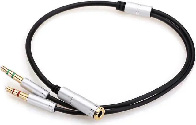 Alt view image 3 of 7 - (2 Pack) Headphones Y Cable Splitter Adapter for Computer, 3.5mm Female to 2 Male Premium Gold-Plated Corrosion-Resistant Audio Mic Y Cable for Headset Connecting to PC- 1Ft/30cm, Gray