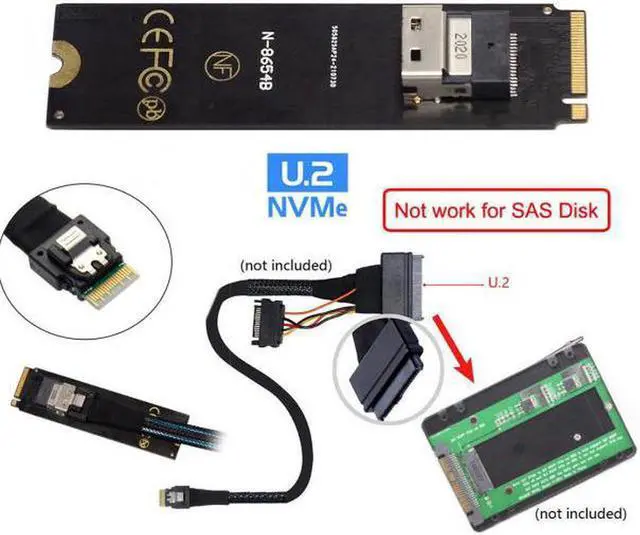 Alt view image 4 of 7 - Aomoproing NGFF M-Key NVME to U.2 U2 Kit SFF-8639 to SFF-8654 Slimline SAS PCIe SSD Adapter for Mainboard