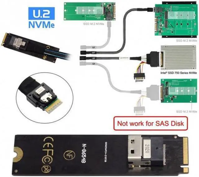 Alt view image 3 of 7 - Aomoproing NGFF M-Key NVME to U.2 U2 Kit SFF-8639 to SFF-8654 Slimline SAS PCIe SSD Adapter for Mainboard