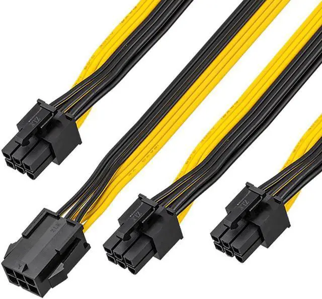Alt view image 6 of 6 - PCI Express 6Pin Female to 3 6 Pin Male PCI-E PCIe Extension Cable Power Supply Splitter for Graphics Video Card Adapter
