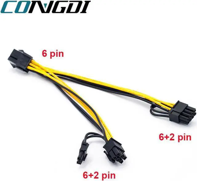 Main image of PCI-E 6-pin to Dual 6+2-pin (6-pin/8-pin) Power Splitter Cable Graphics Card PCIE PCI Express 6Pin to Dual 8 Pin Power Cable