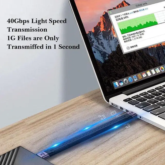 Alt view image 6 of 7 - USB C Female to USB C Male Cable,USB4 / Thunderbolt 4/3 Cable 100W,40Gbps Data Transfer Sync, Short USB C Cable Supports 8K Display