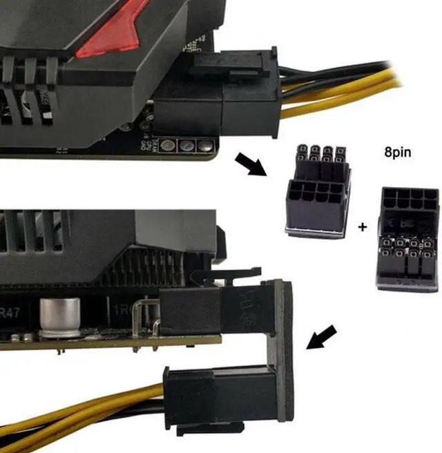 Alt view image 7 of 7 - Aomoproing ATX 8Pin Female to 8pin Male 180 Degree Angled Power Adapter for Desktops Graphics Card