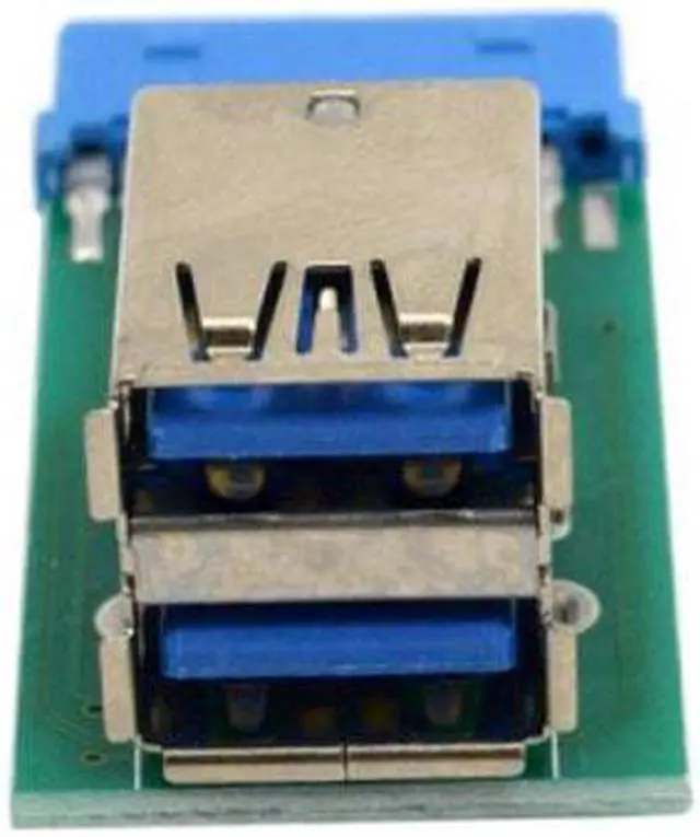 Alt view image 3 of 5 - Aomoproing Vertical Dual USB 3.0 A Type Female to Motherboard 20 Pin Box Header Slot Adapter PCBA