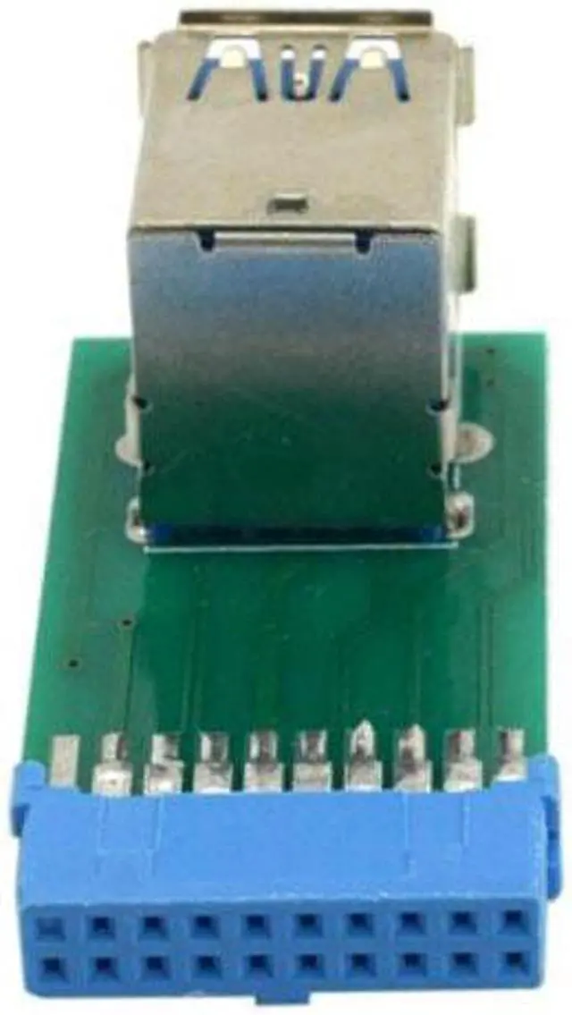 Alt view image 5 of 5 - Aomoproing Vertical Dual USB 3.0 A Type Female to Motherboard 20 Pin Box Header Slot Adapter PCBA