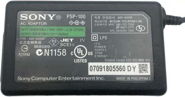 Alt view image 3 of 4 - OEM So-ny PSP-100 AC Adapter Power Suppy ADP-624SR 5V 2000mA W/P.Cord