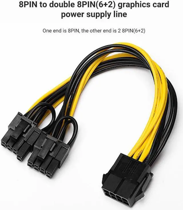 Alt view image 2 of 6 - 10Pcs 21/50cm 8Pin PCI Express to Dual PCIE 8(6+2) pin Power Cable Motherboard Graphics Card PCI-E GPU Power Data Cable Splitter