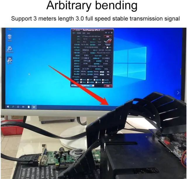 Alt view image 5 of 6 - VGA PCI-E 3.0 X16 Video Card Vertical Mounting Bracket Extension Cable Set Graphics Card Bracket for ATX PC Case Cooling 20cm