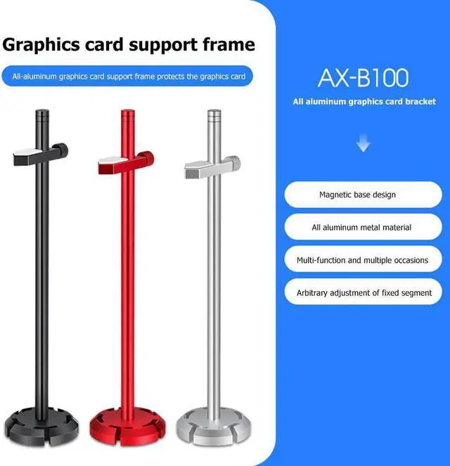 Alt view image 3 of 6 - AX-B100 Graphics Card Holder Stand GPU Brace Support Desktop PC Case Video Card Holder Aluminum Alloy Bracket Water Cooling Kit