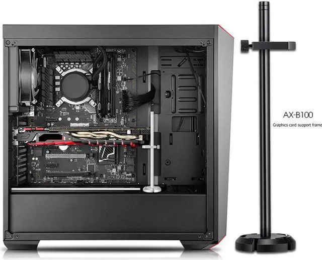 Alt view image 2 of 6 - AX-B100 Graphics Card Holder Stand GPU Brace Support Desktop PC Case Video Card Holder Aluminum Alloy Bracket Water Cooling Kit