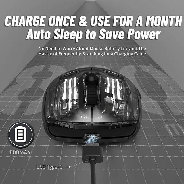 Alt view image 6 of 7 - Wireless Gaming Mouse with Full Transparent Design,Tri-Mode 2.4G/USB-C/Bluetooth Mouse, 3D RGB Backlit,Ergonomic Silent Mouse with 7 Buttons, Rechargeable Wireless Mice 2400dpi for Laptop,PC,Mac
