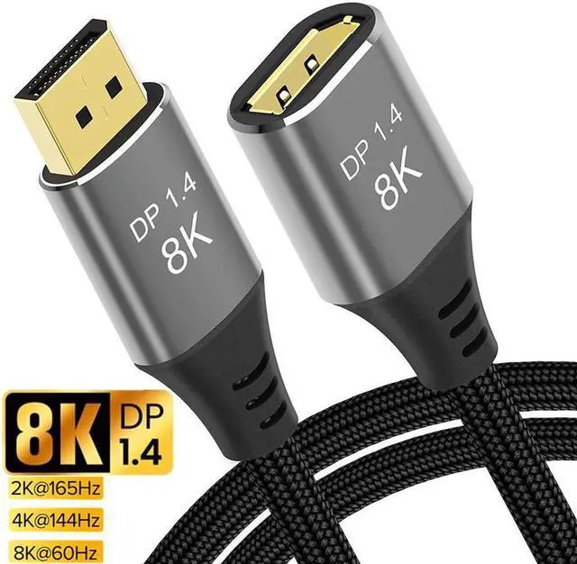 Main image of 8K DisplayPort 1.4 Extension Cable , DP to DP(Male to Female) Extension Cable,Male to Female,Supports 8K@60Hz,4K@144Hz High Speed 32.4Gbps HDCP 3D For Laptop/PC/Gaming Monitor/TV 3.3 ft.