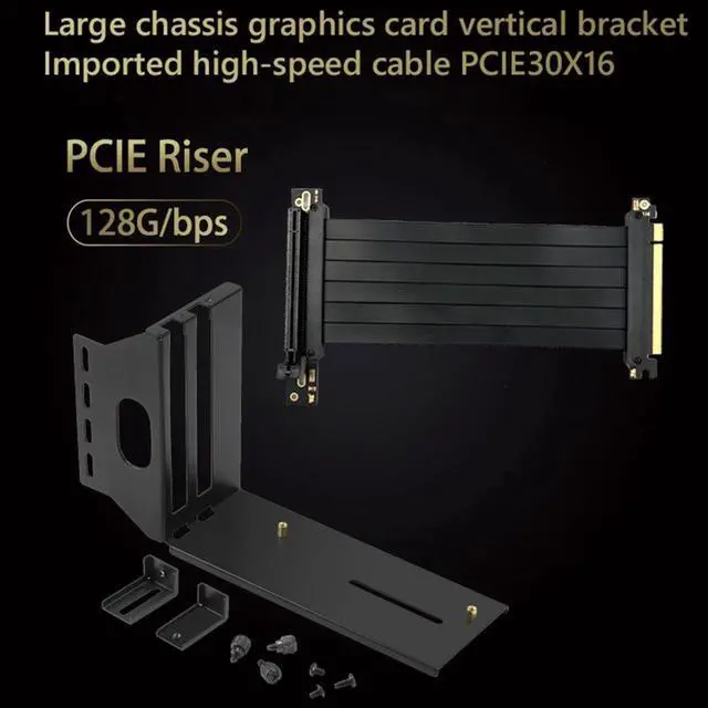 Alt view image 6 of 6 - Riser PCI-E 3.0 Riser High Speed PC Graphics Cards PCI Express Cable Extender 16x GPU Riser Cable with Vertical Kit ATX Chassis 20cm