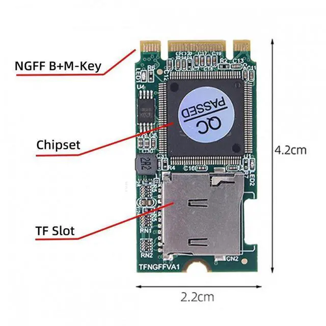 Alt view image 7 of 7 - Aomoproing 22x42mm M.2 NGFF B-Key to Micro SD T-Flash TF Card Rearder B+M Key Adapter Embedded for Industrial Mobile SSD