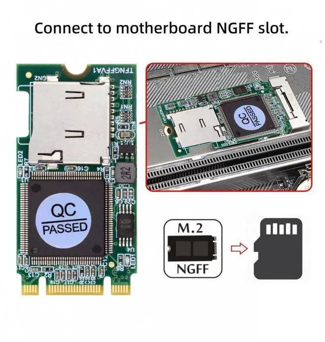 Alt view image 5 of 7 - Aomoproing 22x42mm M.2 NGFF B-Key to Micro SD T-Flash TF Card Rearder B+M Key Adapter Embedded for Industrial Mobile SSD