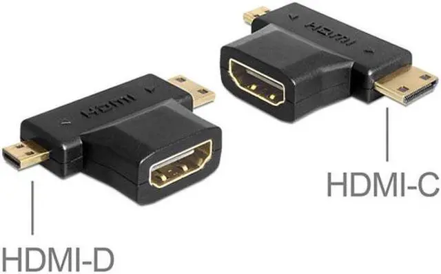 Alt view image 2 of 7 - Aomoproing Micro HDMI male Mini HDMI male to HDMI 1.4 Female 90 degree 2 in 1 combo adapter