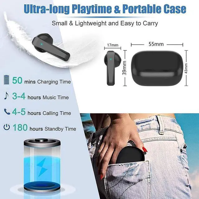 Alt view image 3 of 7 - Wireless Earbuds, Bluetooth 5.0 Ear Buds,IPX7 Waterproof Bluetooth Earphones, 35H Cycle Playtime with Charging Case Wireless Stereo Headphones